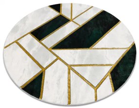 Koberec okrúhly EMERALD exkluzívne 1015 glamour, štýlový mramor, geometrický zelené / zlato Veľkosť: kruh 200 cm