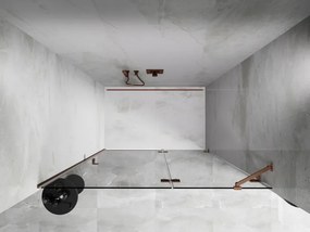 Mexen Lunar, otočné sprchové dvere pravé 130 cm, 8mm číre sklo, medený matný profil, 834-130-000-65-00-P
