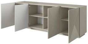 Komoda Asha 200 cm s ryhovaným čelom - kašmír
