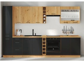 Kuchynská skrinka na vstavanú chladničku Monro 60 LO-210 2F - čierna / dub artisan