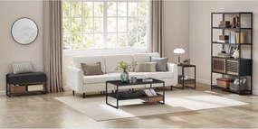 Knižnica, regál so 4 úrovňami, a posuvnými dvierkami, kovový rám, farba orech