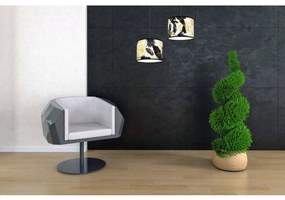 Závesné svietidlo Gold Flowers, 1x biele textilné tienidlo s kvetinovým vzorom, (výber z 2 farieb konštrukcie)