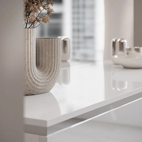 TOALETNÝ STOLÍK NESSIE BIELY LESK PRAVÝ + STRIEBORNÝ + ZRKADLO POLMESIAC