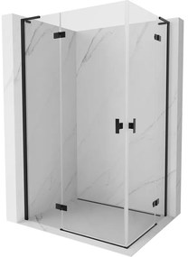 Mexen Mist-H L Duo, 2-krídlový sprchový kút 120 x 110 cm, číre sklo, čierny profil, 8A5L-120L-110P-70-00