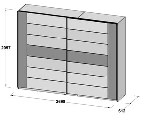 Sconto Šatníková skriňa BELLEVUE ušľachtilý dub/dub čierny