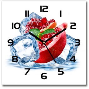 Sklenené hodiny štvorec Granátové jablko s ľadom pl_zsk_30x30_c-f_62722743