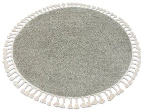 Okrúhly koberec BERBER 9000, zelená -strapce, Maroko, Shaggy Veľkosť: kruh 160 cm