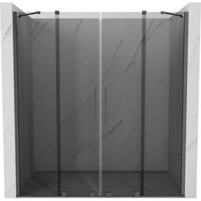Mexen Velar Duo, posuvné sprchové dvere do otvoru 180 cm, 8mm šedé sklo, brúsený grafit, 871-180-000-42-95