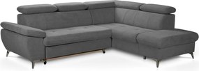 Rohová sedacia súprava Gisele, stredne šedá látka, pravý roh
