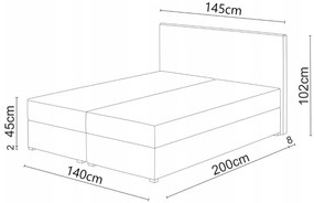 Kontinentálna posteľ 140x200 cm Waller (horčicová) (s roštom a matracom). Vlastná spoľahlivá doprava až k Vám domov. 1007718