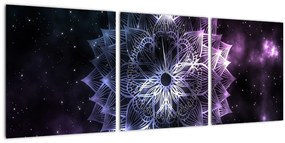 Obraz - Lotusová mandala vo vesmíre (s hodinami) (90x30 cm)