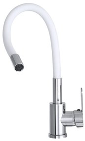 Gamma Flex 2000, stojanková drezová batéria s flexibilným ramenom, biela matná-chrómová, GMA-BFX-2000WH