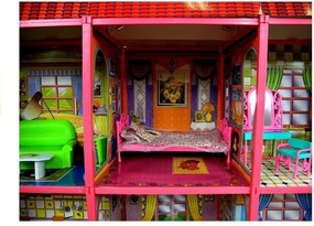 LEAN Toys Villa Veľký domček pre bábiky 6 izieb Nábytok Príslušenstvo 128 el.