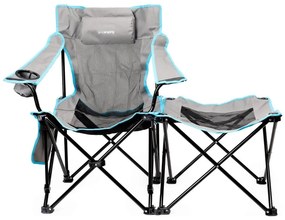 Skladací kempingový stôl + stolička šedá/modrá