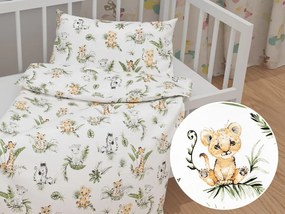 Biante Detské bavlnené posteľné obliečky do postieľky Sandra SA-475 Zvieratká v Safari na bielom Do postieľky 90x140 a 50x70 cm