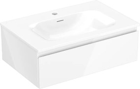 Mexen Orio, kúpeľňová skrinka 70 cm s umývadlom Vela, 1 zásuvka, biela lesklá, 91A10-07023-1-BF00-W23M00