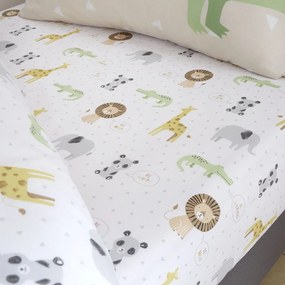 Biela napínacia detská plachta do postieľky 70x140 cm Roarsome Animals – Catherine Lansfield