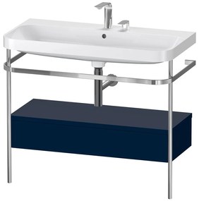 DURAVIT Happy D.2 Plus c-shaped kovový stojací podstavec s nábytkovým umývadlom s dvomi otvormi, 1 zásuvka, 975 x 490 x 850 mm, chróm/nočná modrá matná lakovaná, HP4843E9898