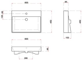 Sapho Sapho, KARE 60 keramické umývadlo nábytkové 60x46cm, biela, 17060