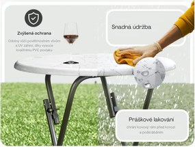Cateringový skladací barový stôl MARLE 60 cm mramorovo biely