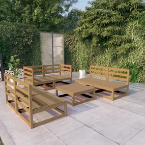 7-dielna záhradná sedacia súprava medovo-hnedá borovicový masív 3075417