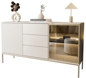 Komoda ADRIENNE s LED osvetlením , čierna matná + dub wotan