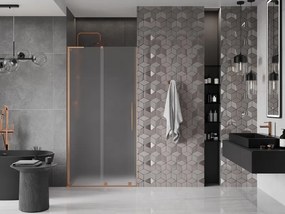 Mexen Velar L, posuvné sprchové dvere do otvoru 100 cm, 8mm sklo námraza, medená matná, 871-100-003-31-65