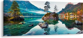 Obraz - Jazero Hintersee, Bavorské Alpy, Rakúsko (120x50 cm)