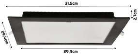BERGE Štvorcový LED panel zapustený čierny - 24W - PC - neutrálna biela