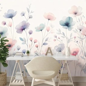 Samolepiaca tapeta akvarelové pastelové kvety