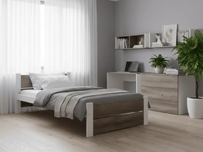 Posteľ IKAROS DOUBLE 80 x 200 cm, biela/dub hľuzovka Rošt: S lamelovým roštom, Matrac: Bez matraca