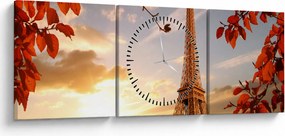 Obraz - Paríž (s hodinami) (90x30 cm)