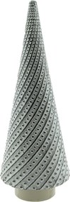 Šedý porcelánový dekoračný vianočný stromček L - Ø 13*33 cm