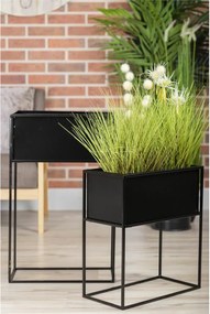KOVOVÝ KVETINÁČ SO STOJANOM RECT 70X24X44 CM ČIERNA