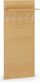 Vešiaková stena HORIZONT, 5 háčikov, polica, roky vodorovne, buk