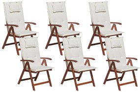 Sada 6 drevených stoličiek s bielymi vankúšmi TOSCANA Beliani