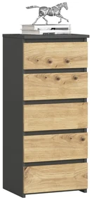 Komoda Cipriano III (grafit sivý + dub artisan). Akcia -17%. Vlastná spoľahlivá doprava až k Vám domov. 1071090