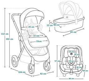 Lionelo - Kombinovaný kočík 3v1 AMBER Sivý grafit