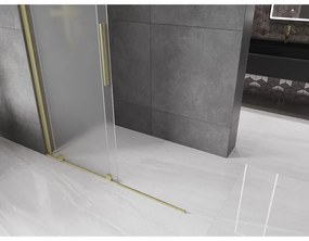 Mexen Velar, sprchová zástena s posuvnými dverami Walk-in 130 x 200 cm, 8mm sklo námraza, zlatá matná, 871-130-000-33-55