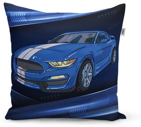 Sablio Vankúš Mustang Modré pozadie s pruhmi - 60x60 cm