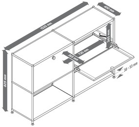 Kovová odkladacia skrinka »CN3« s nastaviteľnými výklopnými priehradkami, sivá