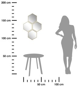 Zrkadlo Hexi, zlaté, sada 4ks
