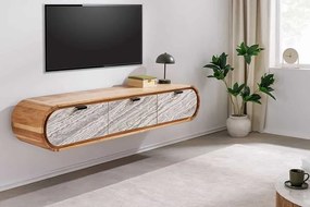 Dizajnový závesný TV stolík Callison 160 cm akácia / vzor kameň