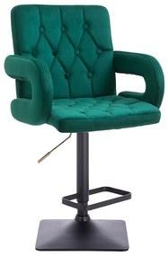 LuxuryForm DESIGN Barová stolička BOSTON VELUR na čiernej hranatej podstave - zelená