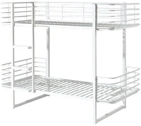 Biela kovová poschodová detská posteľ s roštom 90x200 cm Oscar – Vipack