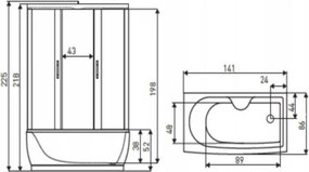 Novoterm Hydromasážny box NV-Mona 141x86