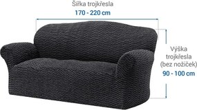 Bielastické poťahy CRISTINA antracitová trojkreslo (š. 170 - 220 cm)