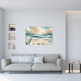 Obraz – Maľovaná pláž v jemných farbách (90x60 cm)
