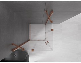 Mexen Velar Duo, sprchový kút s posuvnými dverami 90(dvere) x 90(dvere) cm, 8mm číre sklo, ružové zlato profil, 871-090-090-02-60