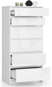 Komoda K60 6SZ CLP biela, lesk